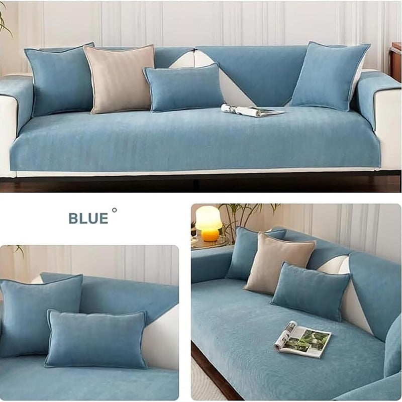 Herringbone Chenille Sofa Mat - Blue media 8