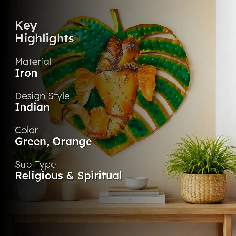 Ganesha Leaf Iron Wall Accents media 2