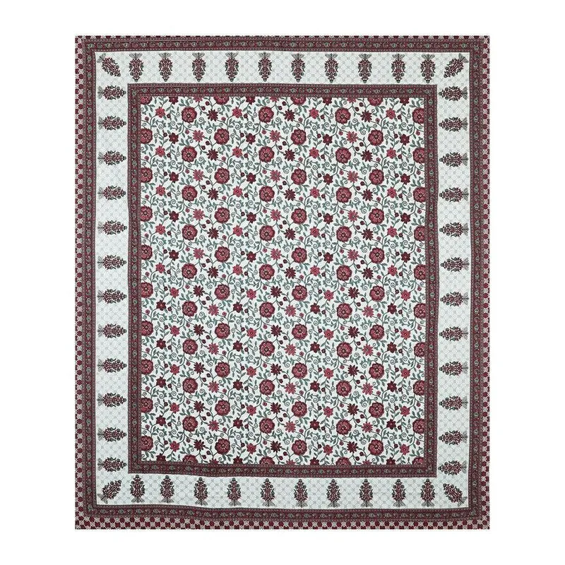 Petalet Cotton Bedsheet (Maroon,Off White) - 240 TC media 5