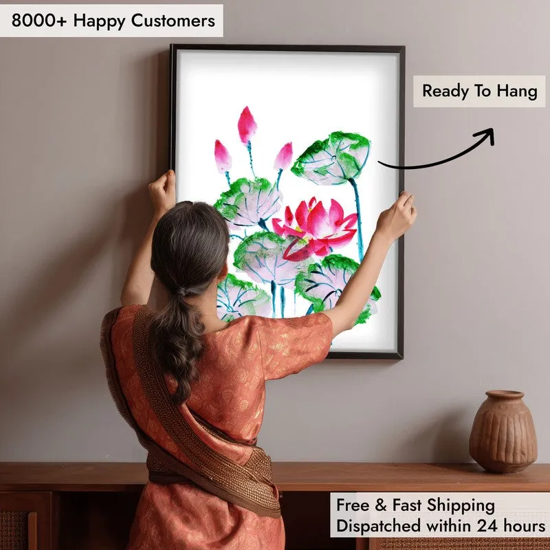 Lotus & Buds Archival Paper Wall Art With Frame media 7