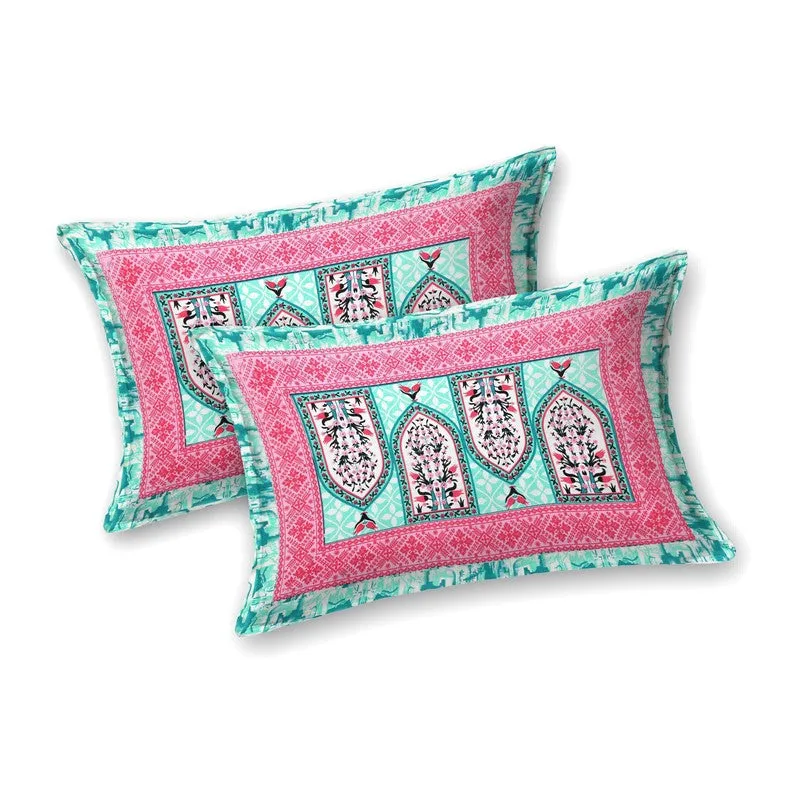 Rangza Cotton Bedsheet (Green,Pink) - 240 TC media 4