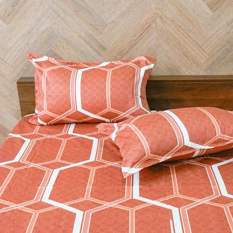 Hivescape Geometric Cotton Bedsheet (Terracotta Brown) - 200 TC media 4