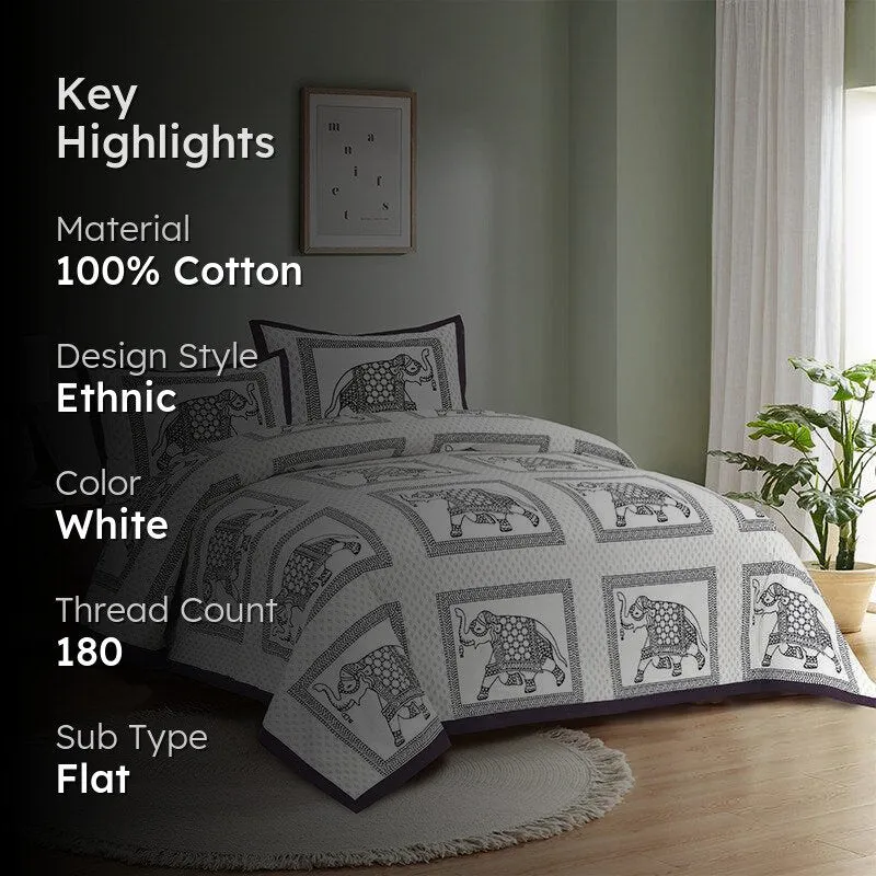 Gajraja Printed Cotton Bedsheet (Grey,Black) - 180 TC media 2