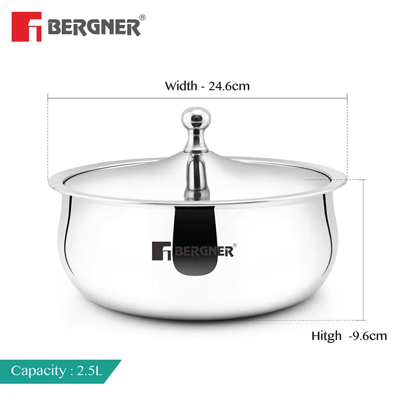 Bergner Stainless Steel Serving Casserole With Lid (2500 mL) media 7