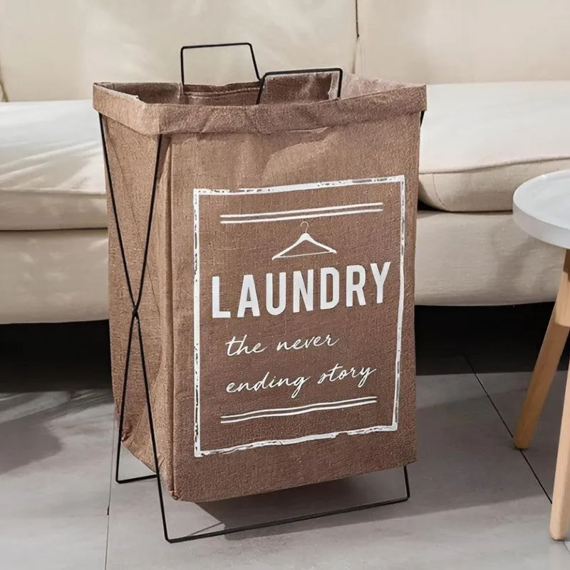 Flexi Fold (Metal,Fabric) Laundry Basket - Brown media 3