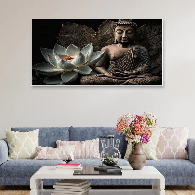 Blessed Buddha Canvas Wall Painting With Frame media 3