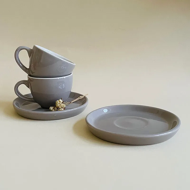 Blush & Brew Ceramic Cup & Saucer (Grey/100 mL) - Four Piece Set media 5