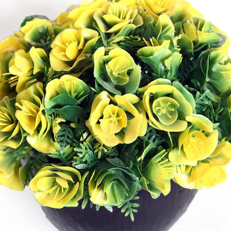 Faux Botanic Yellow Rose Plant With Black Plastic Pot media 4