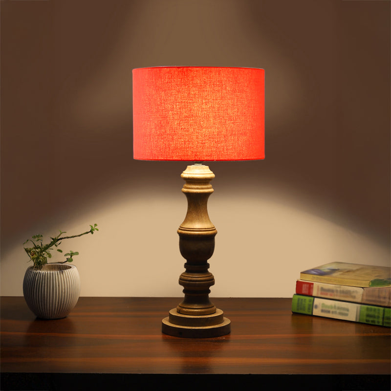 Cotin I Carve Wooden Table Lamp - Orange,Brown