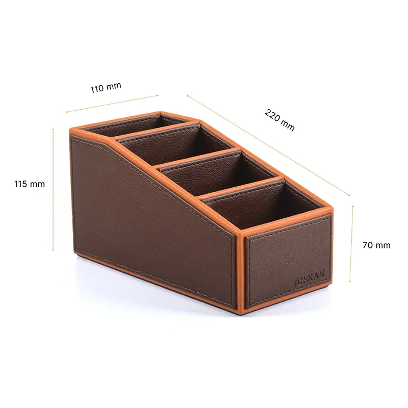 Tisca Slant Faux Leather Desk Organizer - Brown media 9