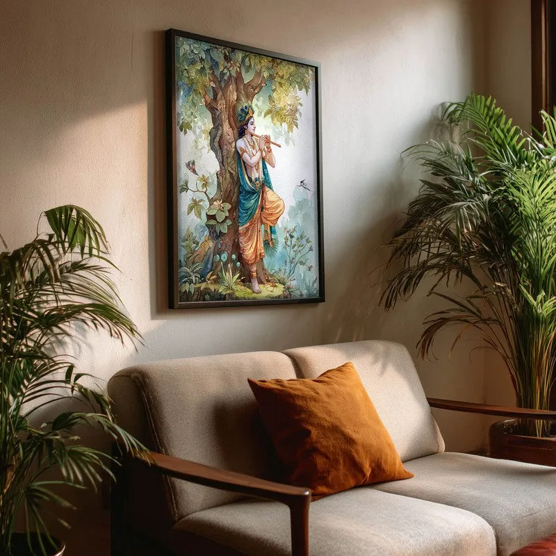 Sri Krishna Charming Fluit Playing Archival Paper Wall Art media 3