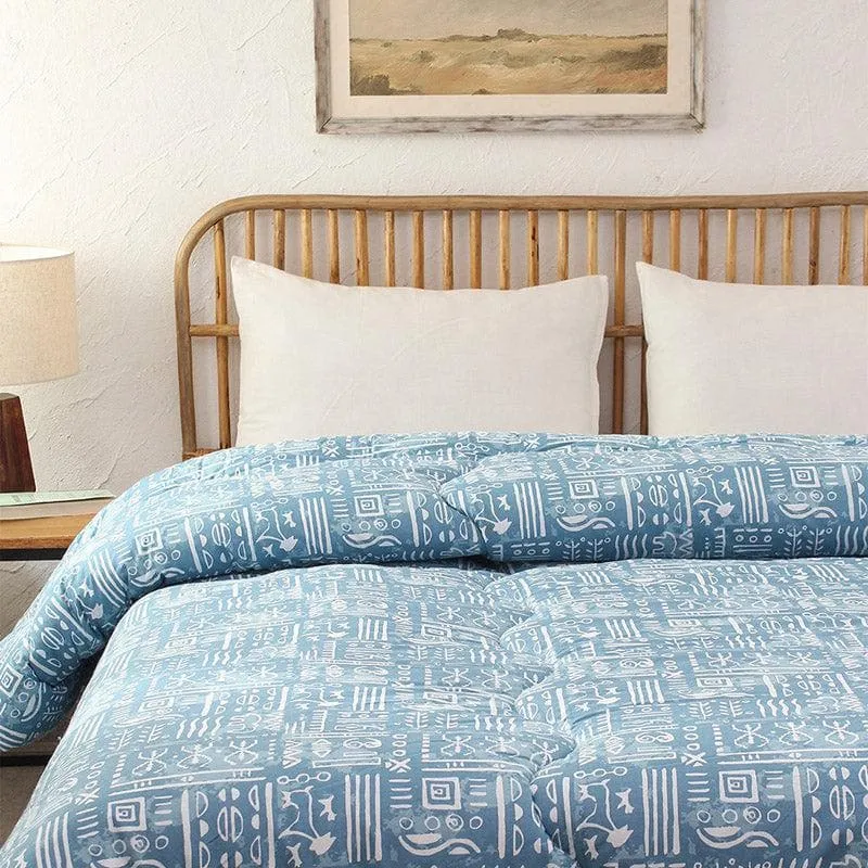 Snuggle Soft Cotton Comforter (Blue) - 350 GSM media 1