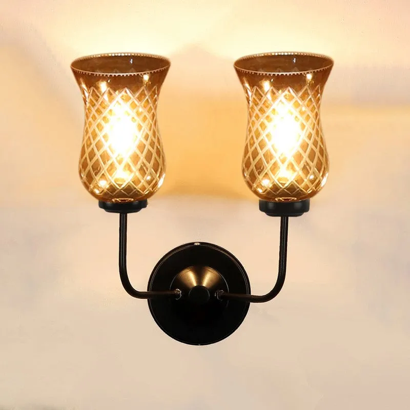 Honey Glow Dual Base Glass Wall Lamp media 5