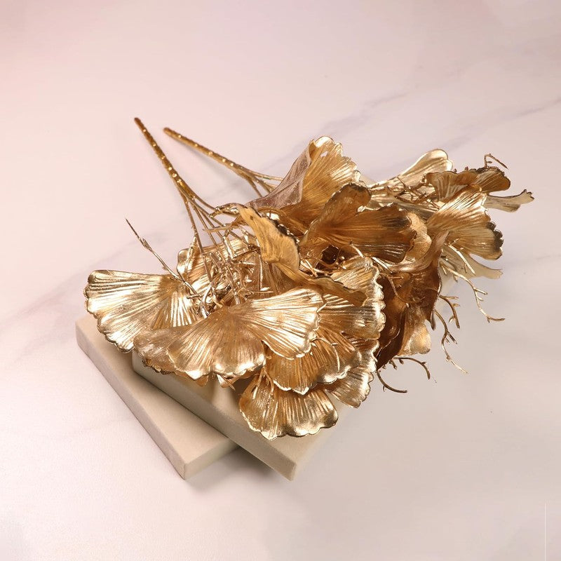 Gilded Ginkgo Artificial Flowers - Set Of Two media 6