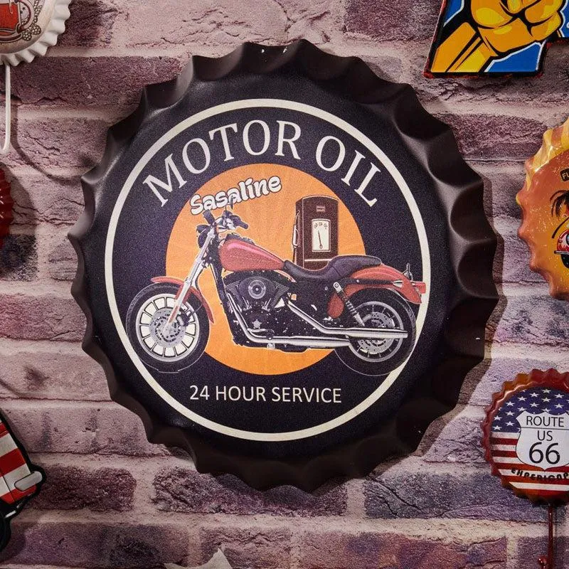 Motor Oil Sasaline Bottle Cap Metal Wall Accent media 1