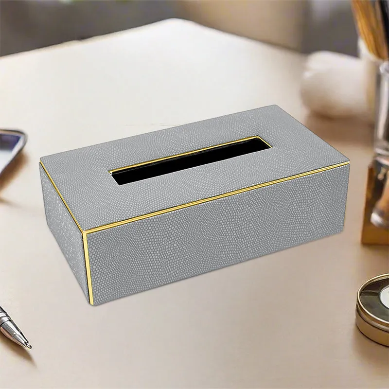 Tisquo Edge Faux Leather Tissue Box - Grey media 1