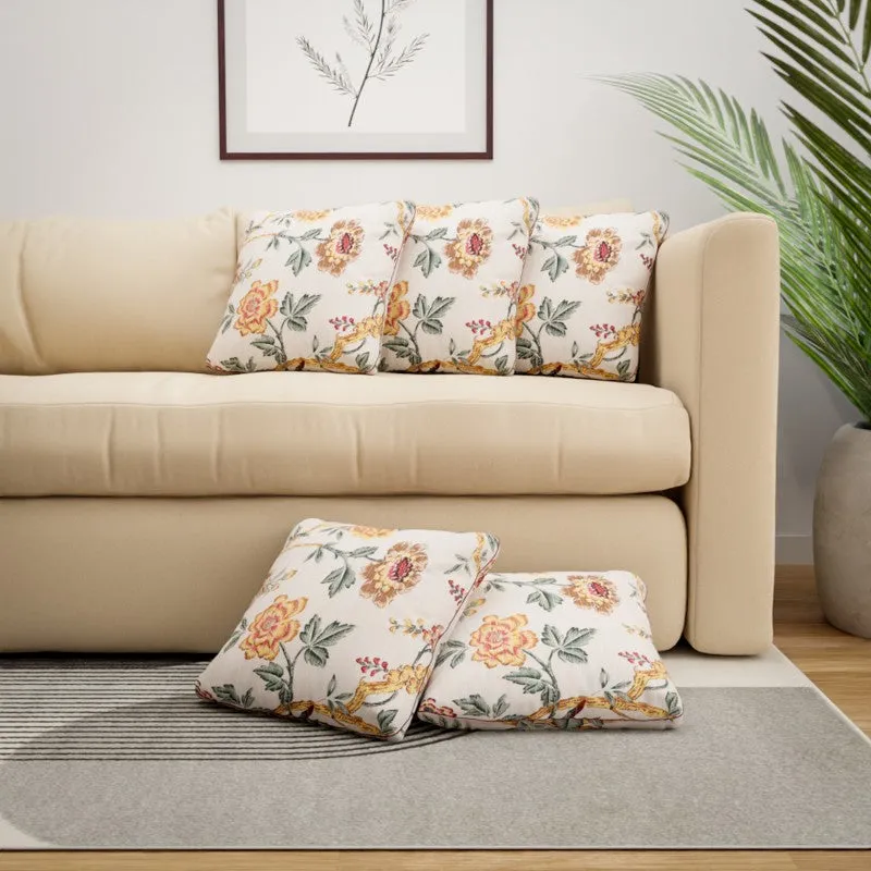 Bloom Crest Cotton Cushion Covers - Set Of Five media 1