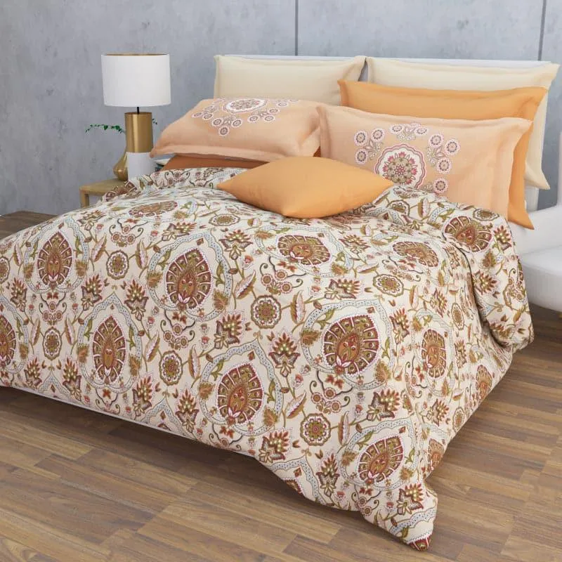 Serene Soft Floral Cotton Bedsheet (Peach,Brown) - 210 TC media 6