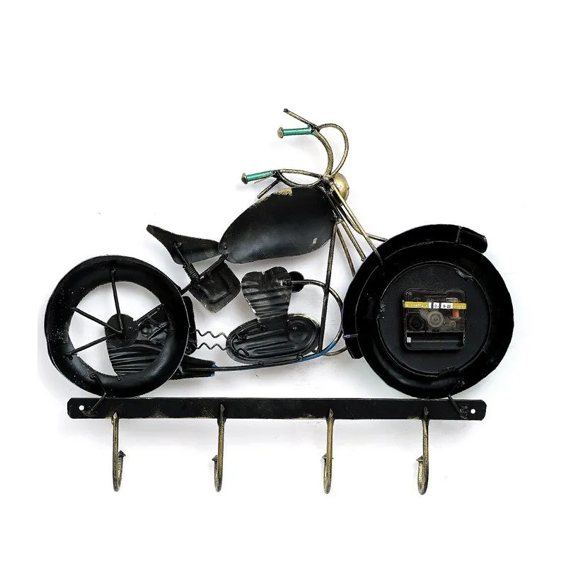 Bike Utility Key Holder Accent Metal Wall Clock media 5