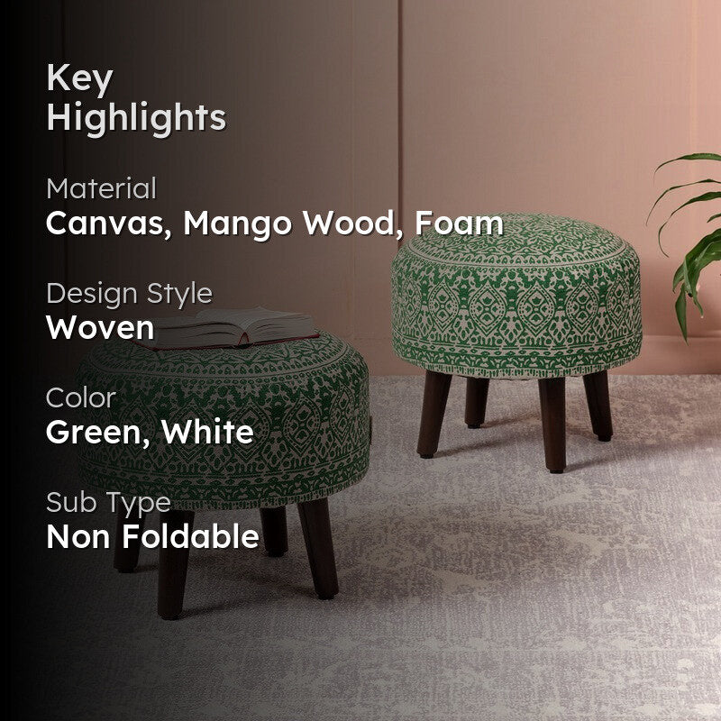 Chenova Cotton Ottoman (Green) - Set Of Two media 2