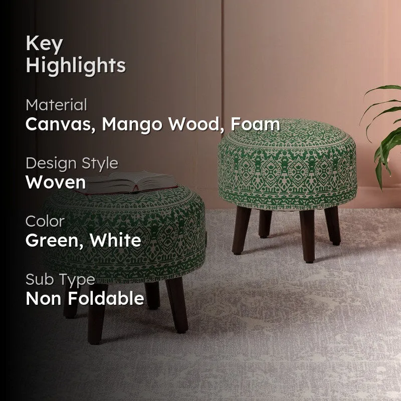 Chenova Cotton Ottoman (Green) - Set Of Two media 2
