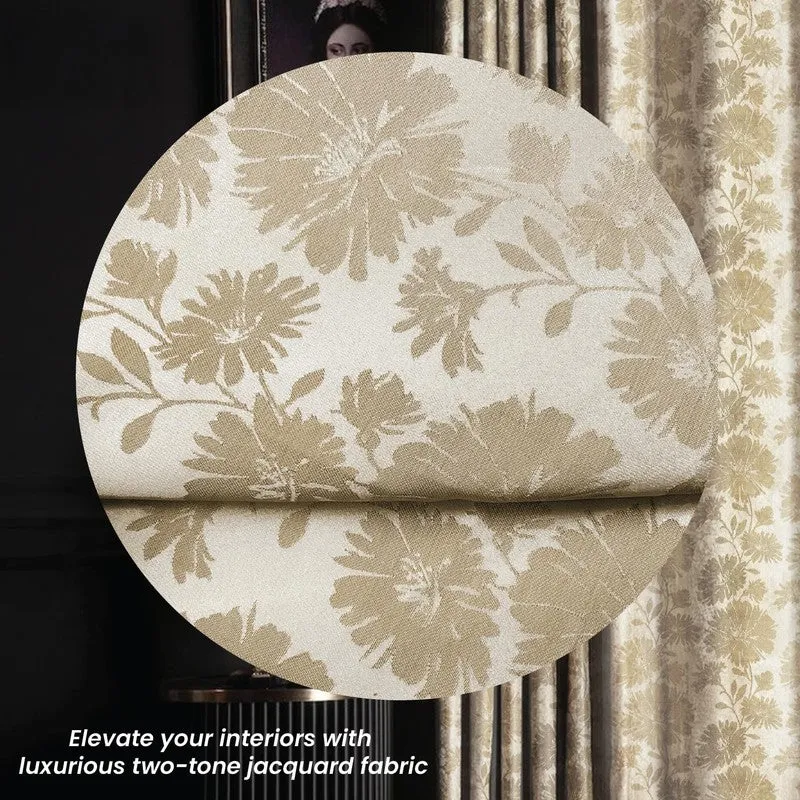 Urban Space Floral Beige Polyester Curtains - Set Of Two media 6