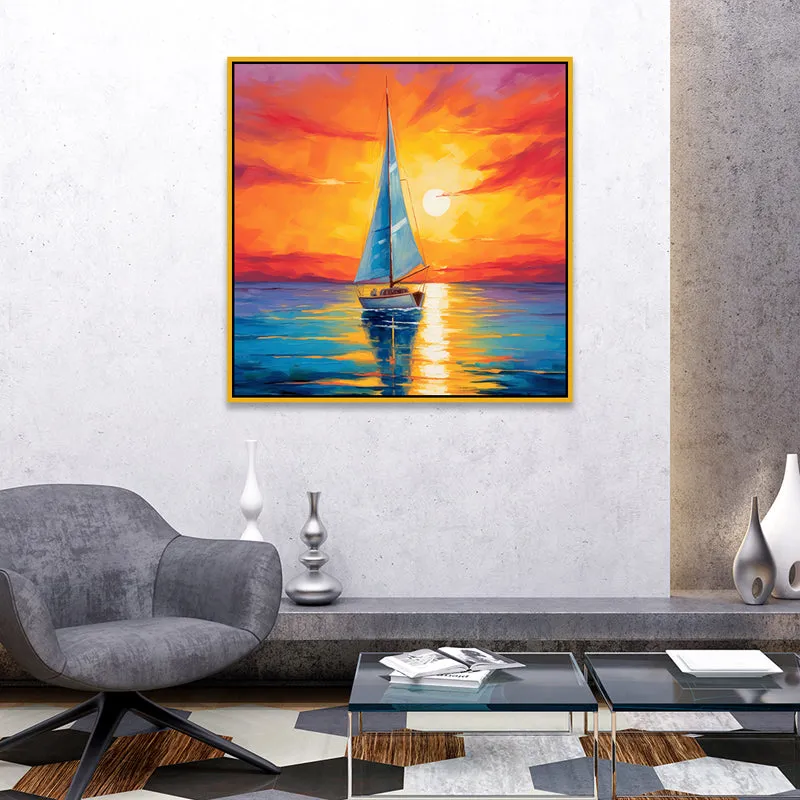 Sunset Sails Canvas Wall Art With Frame media 1
