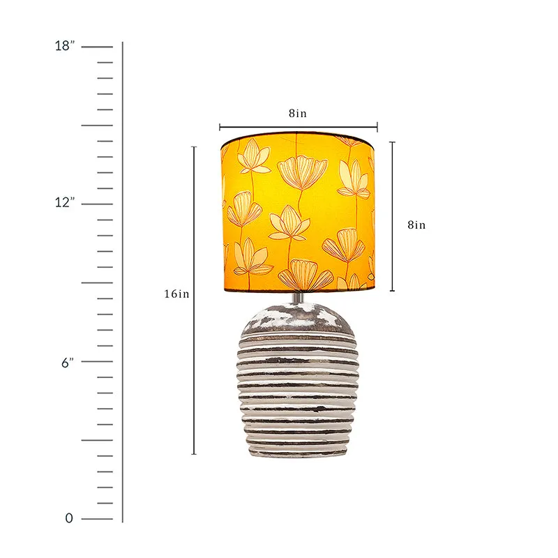 Nephrite Carved Fabric Table Lamp - Yellow,White,Beige media 5