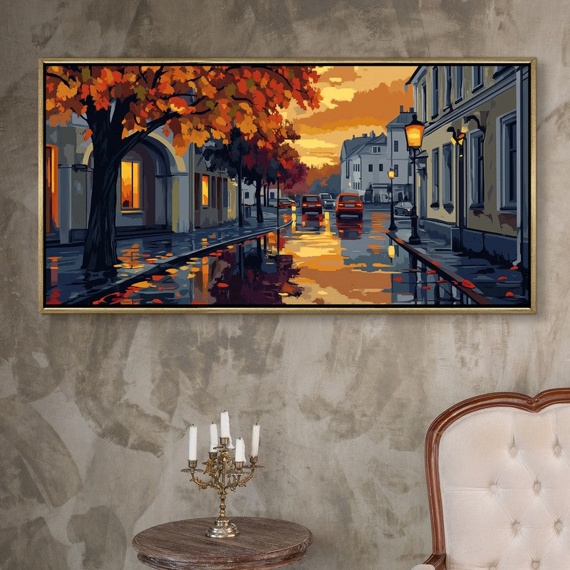 Amberfall Canvas Wall Painting With Frame