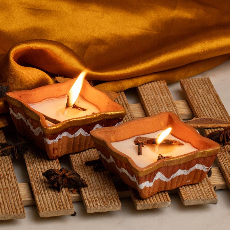 Nura Handpainted Orange Scented Candle - Set Of Two media 3