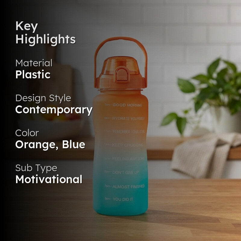 Solara Siply Plastic Water Bottle (2000 mL) - Orange,Blue media 2