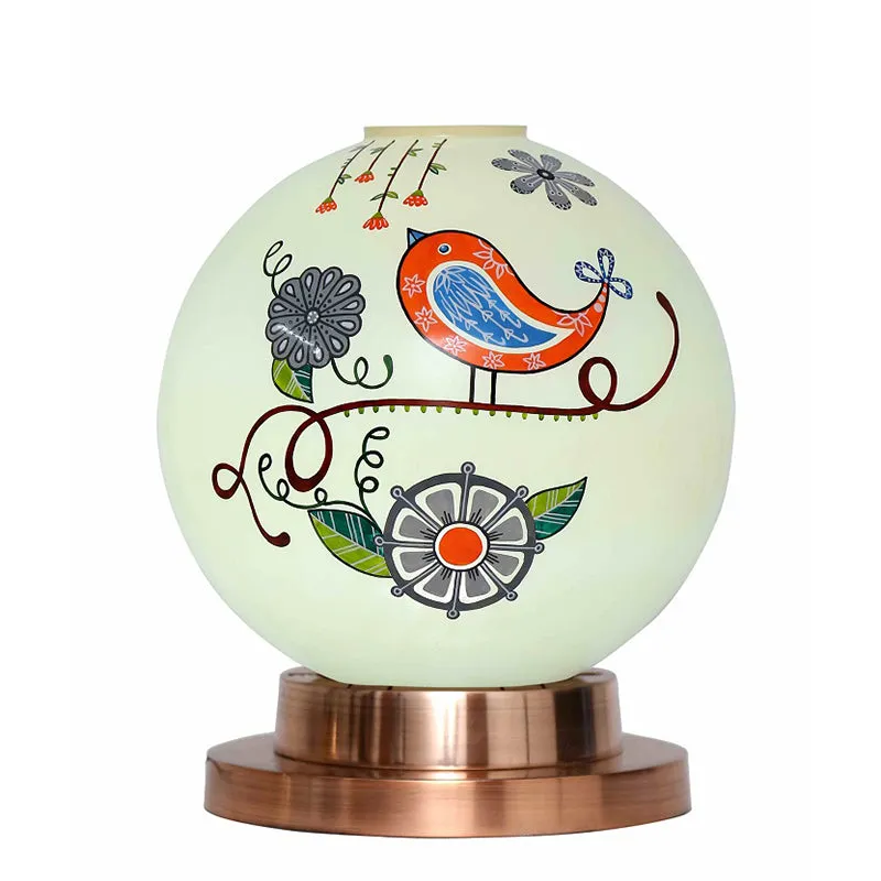 Nomadic Aura Hand Painted Copper & Glass Moon Table Lamp - Multicolor media 4