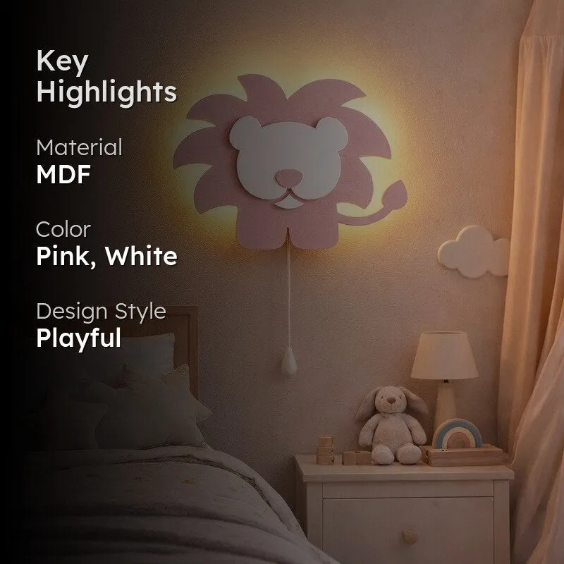 Pureva Lion Battery Operated MDF Wall Lamp - Pink media 2