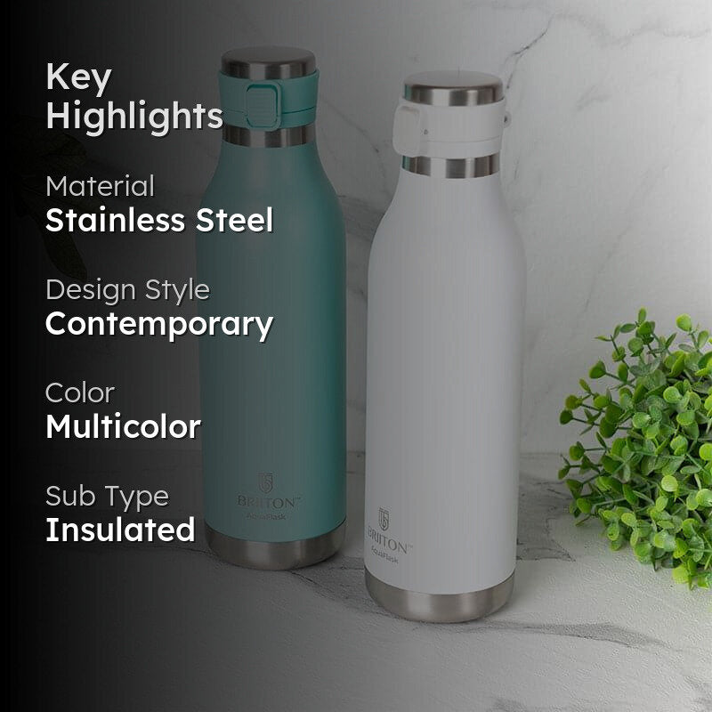 Pristine Sip Hot & Cold Thermos Water Bottle (Sky Blue & White, 750 mL Each) - Set Of Two media 2