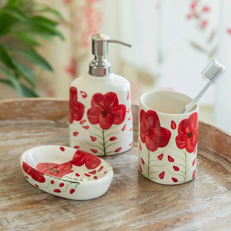 Scarlet Bloom Bathroom Set - Three Piece Set media 1