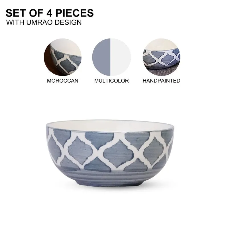 Savito Ceramic Snack Bowls (White,Blue, 200 mL Each) - Set Of Four media 9