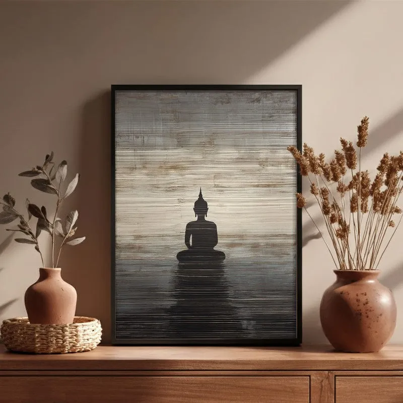 Enlightened Buddha Archival Paper Wall Painting With Black Frame media 6