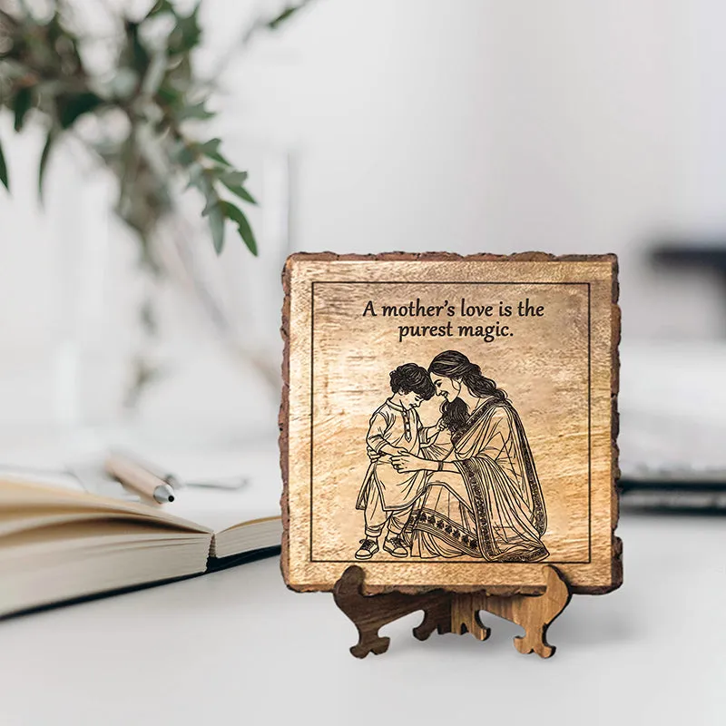 Mother's Love Wood Showpiece - Square media 1