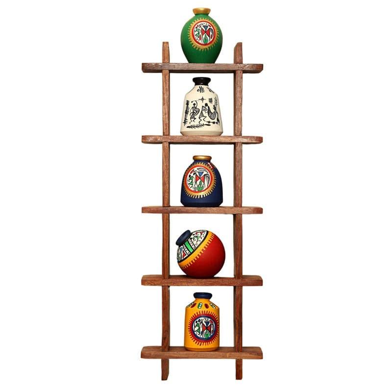 Cora Wooden Wall Shelf With Pot - Six Piece Set media 3