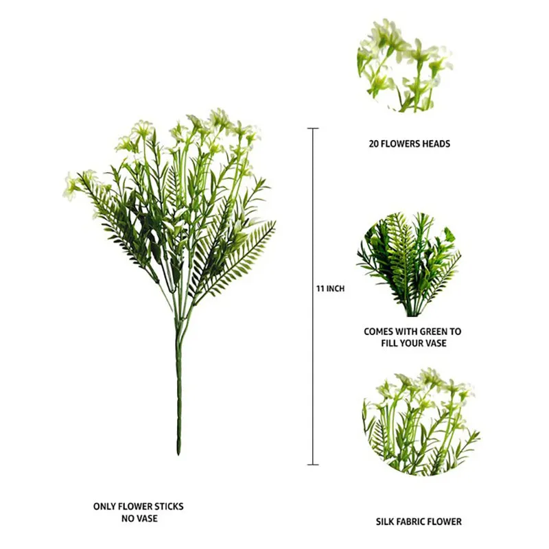 Bit-Daisy Silk Artificial Flower Stick - White & Yellow media 11