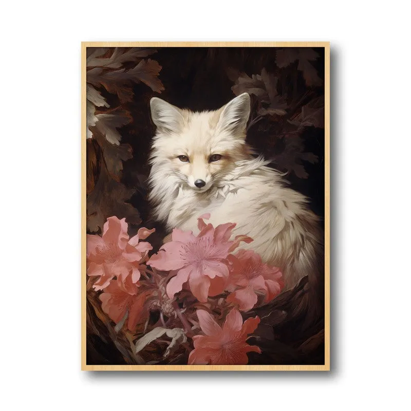 White Blossoms Archival Canvas Wall Art - Natural Brown Frame media 5