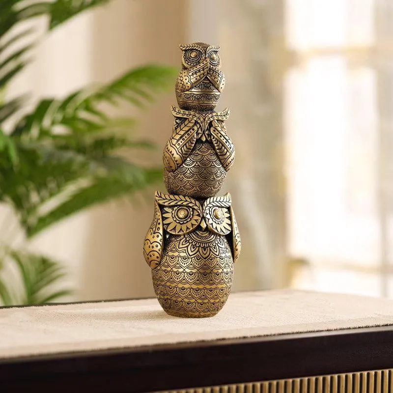 Three Wise Owl Ornate Showpiece media 7