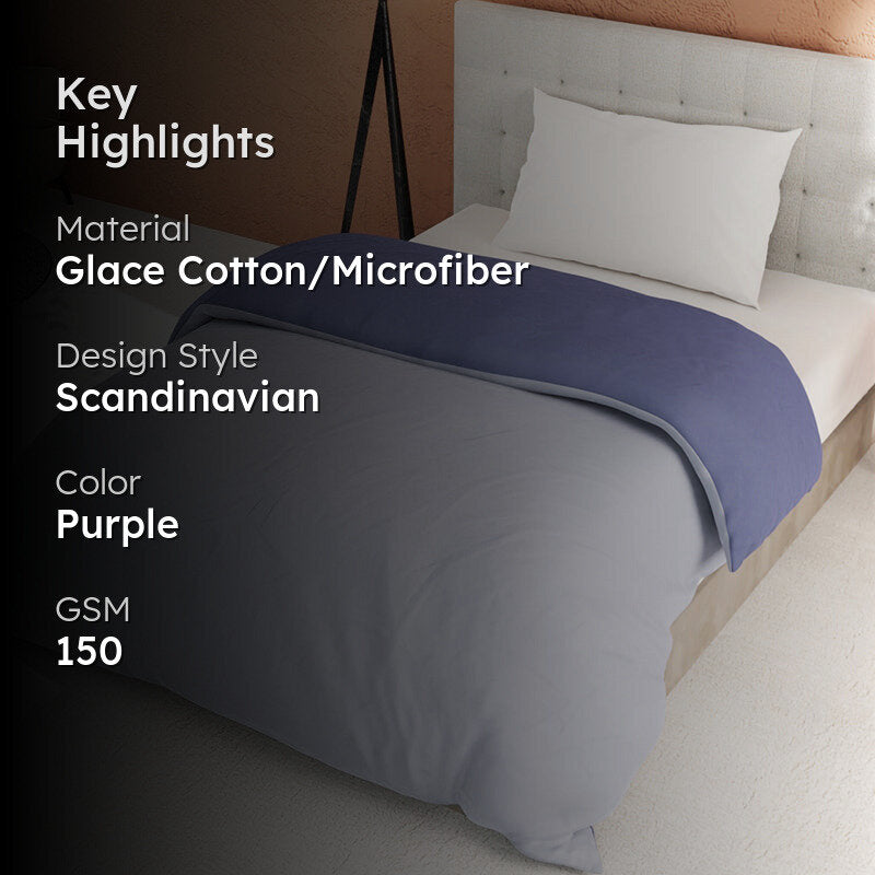 Mortimer Reversible Solid Comforter (Purple) - 150 GSM media 2