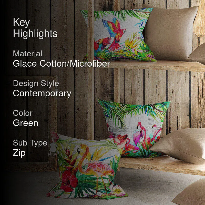 Triple Tropics Printed Cushion Cover Set - Set Of Three media 2