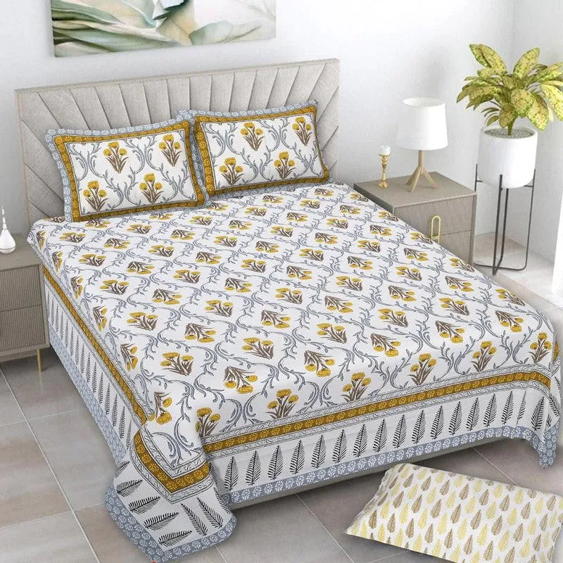 Giselle Floral Cotton Bedsheet - 160 TC media 1