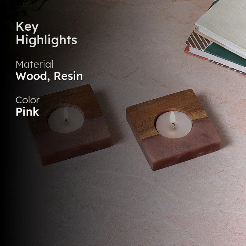 Resin Root Tea Light Holder (Pink) - Set Of Two media 2