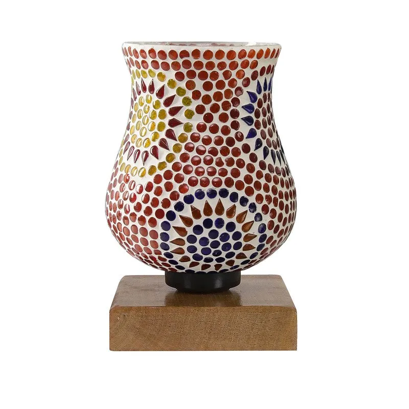 Mirello Mosaic Glass Table Lamp With Wooden Base - Multicolor media 5