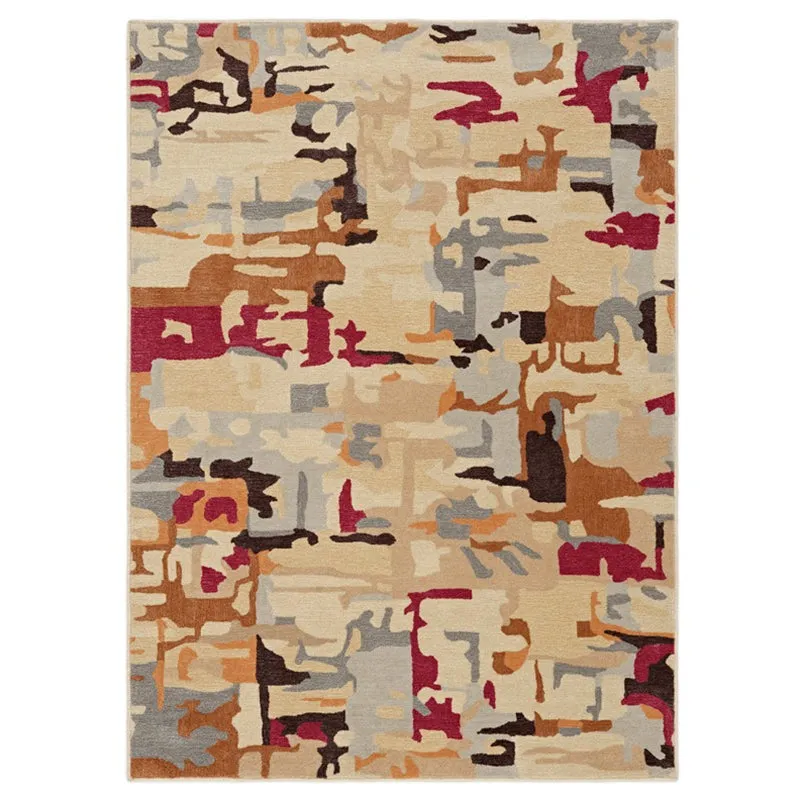 Horus Hand Tufted Abstract Wool & Nylon Carpet - Brown & Beige media 1