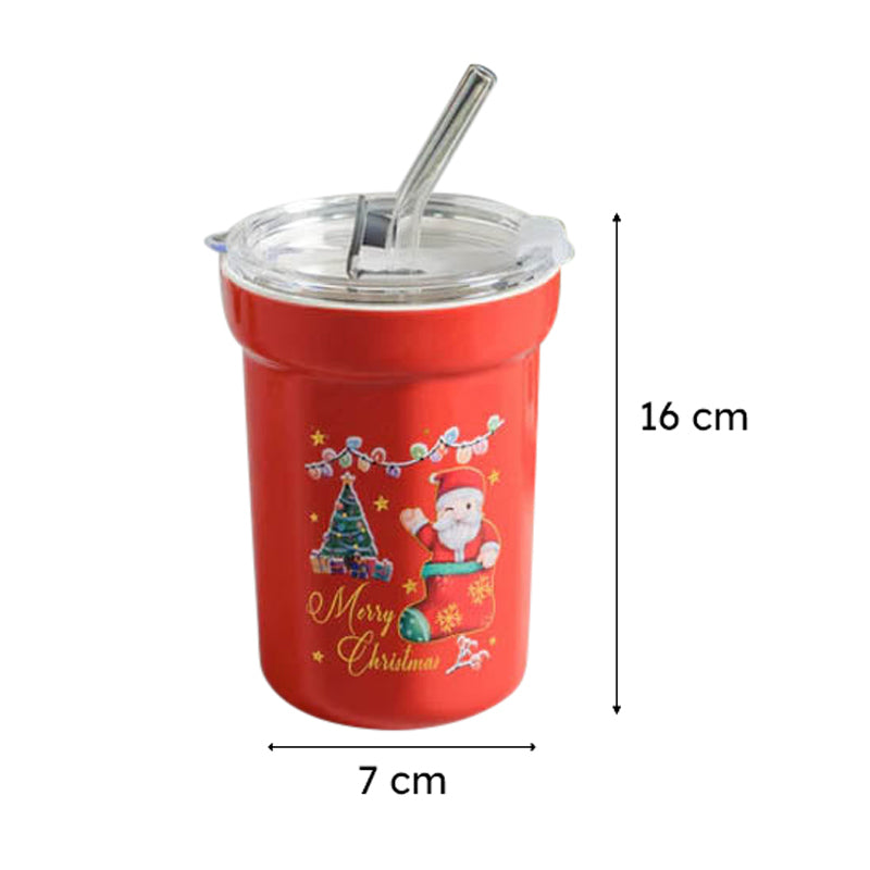 Mistle-Sip Christmas Travel Mug With Straw - White media 6