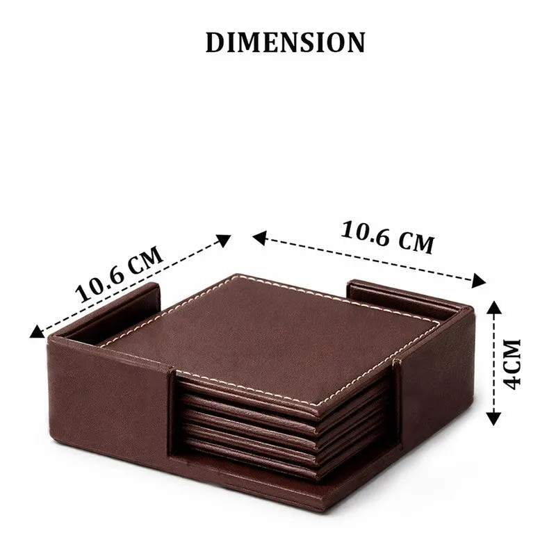 AarviDecor PureSurface Faux Leather Coaster - Seven Piece Set media 7